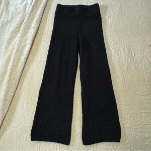 SKIMS Cozy Knit Boucle Fuzzy Teddy Wide Leg Stretch Lounge Pants Onyx, Size L/XL